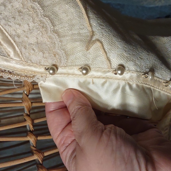 Jessica McLintock Gunnies Victorian Corset  Style Lace Pearl Button Blouse - Picture 5 of 11